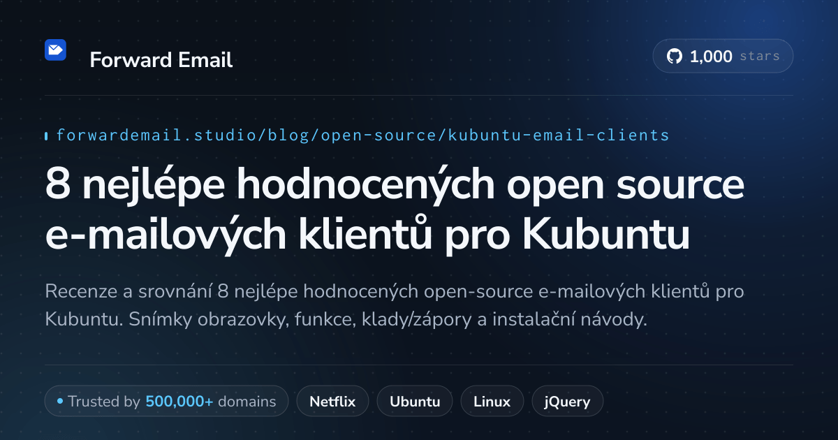 8 nejlépe hodnocených open source e-mailových klientů pro Kubuntu 2026