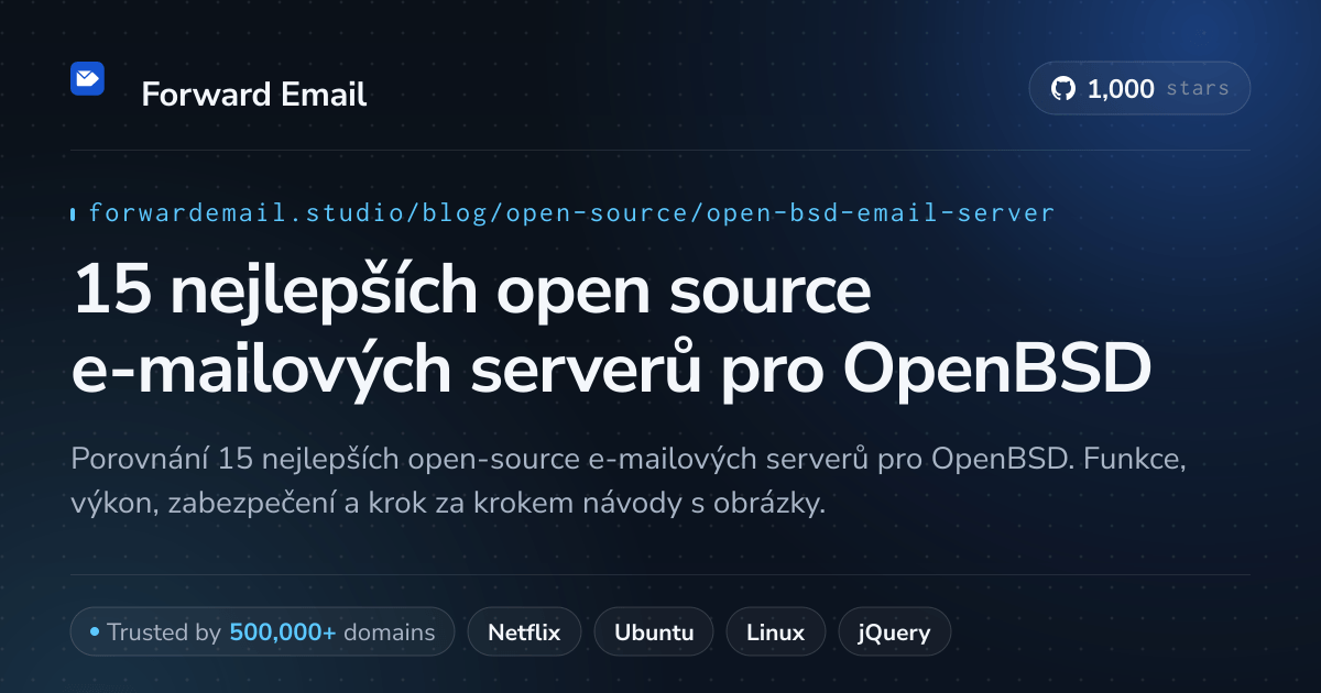 15 nejlepších open source e-mailových serverů pro OpenBSD 2026