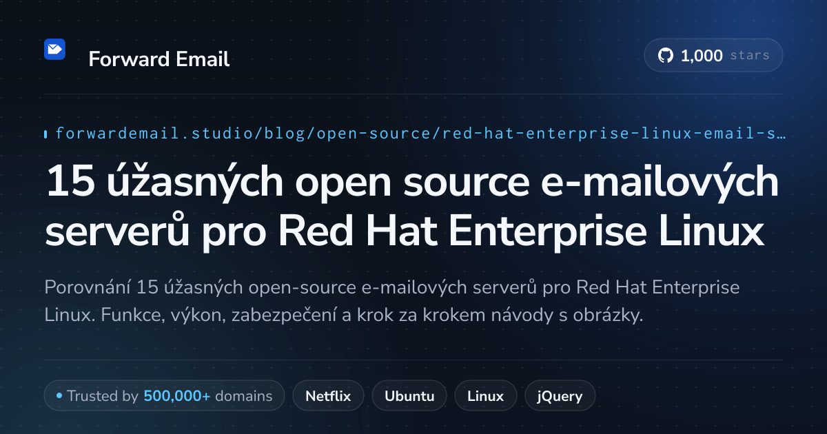 15 úžasných open source e-mailových serverů pro Red Hat Enterprise Linux 2026