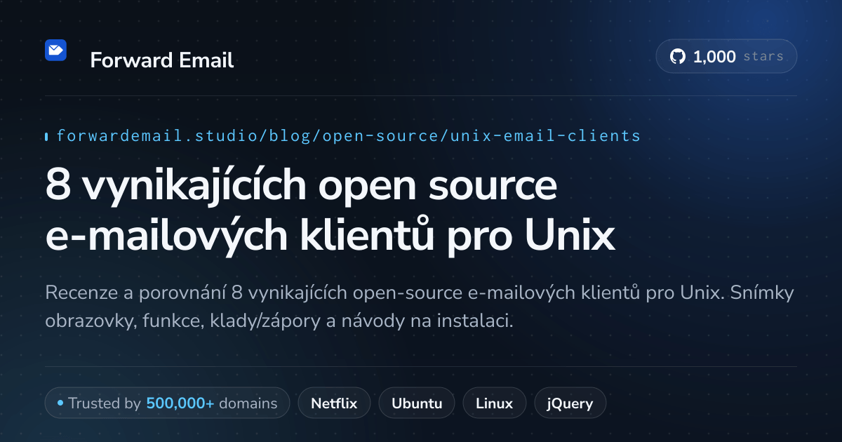 8 vynikajících open source e-mailových klientů pro Unix 2026