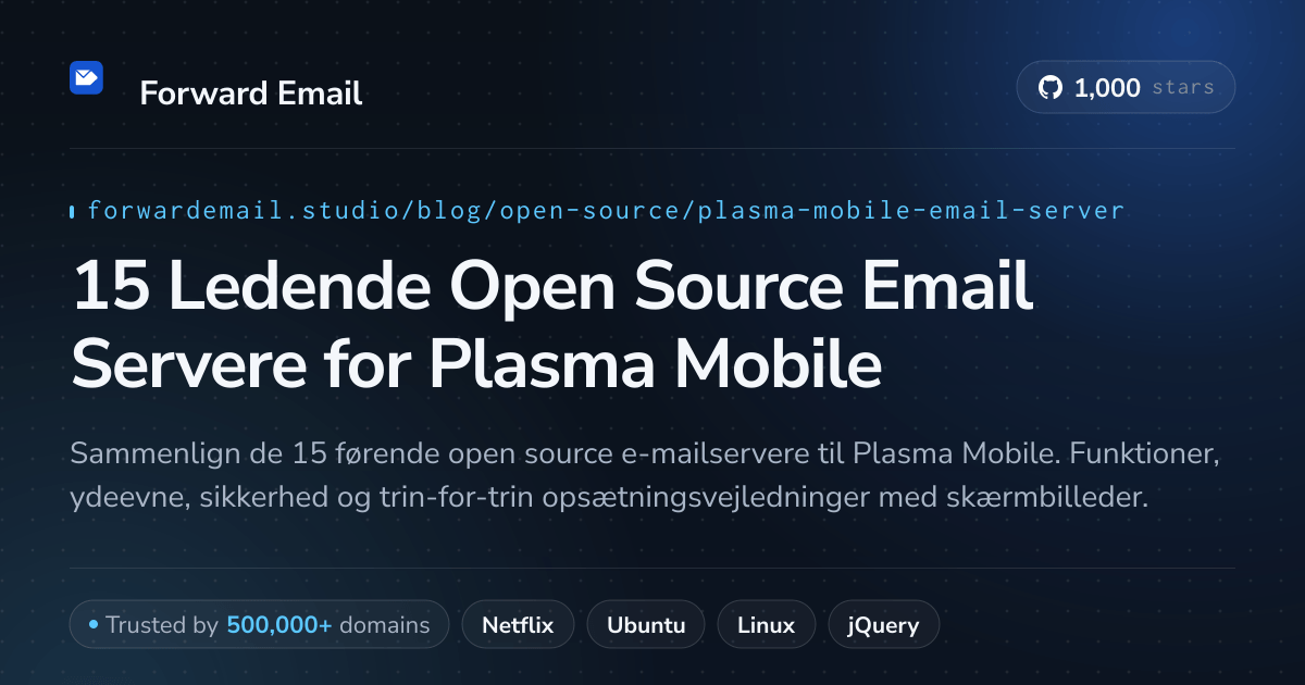 15 Ledende Open Source Email Servere for Plasma Mobile 2026