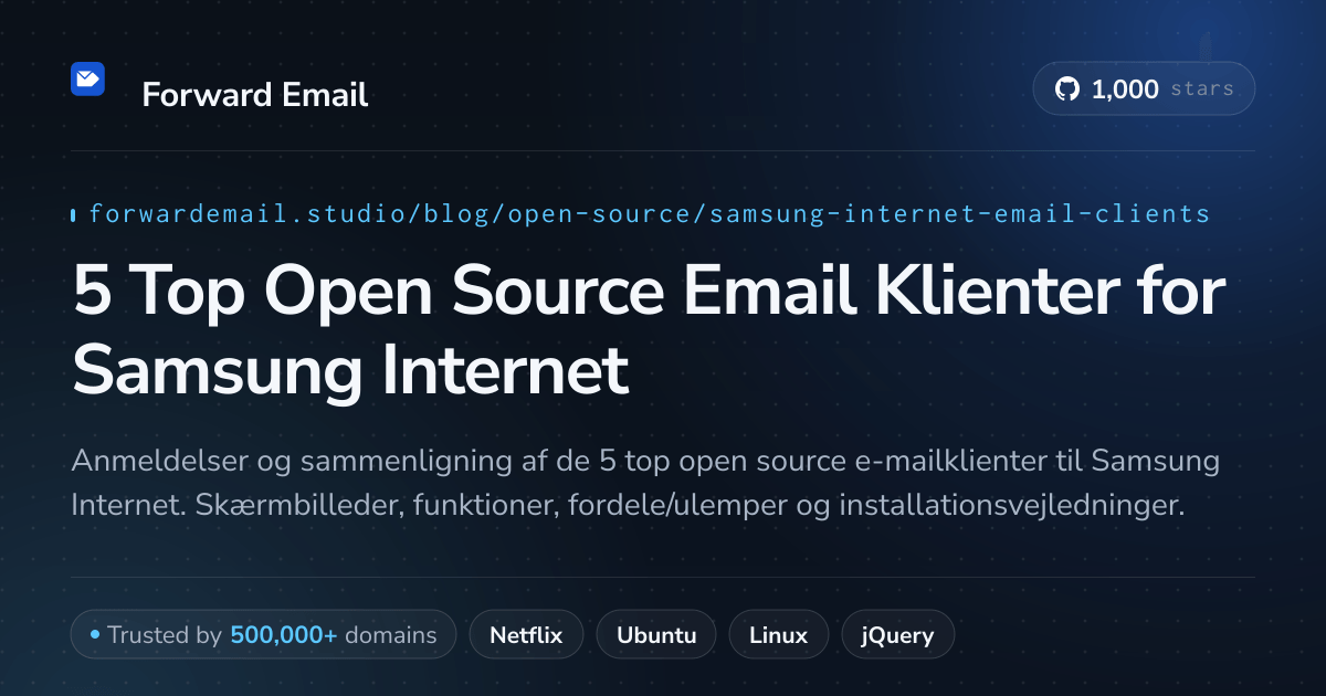 5 Top Open Source Email Klienter for Samsung Internet 2026