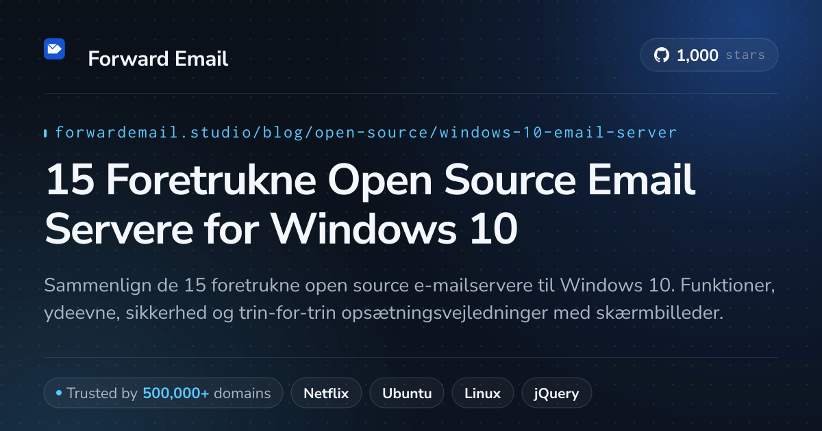 15 Foretrukne Open Source Email Servere for Windows 10 2026
