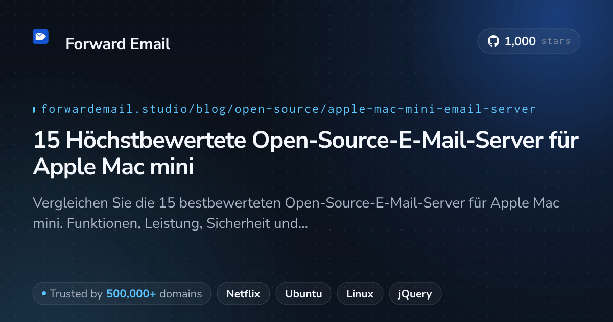 15 Höchstbewertete Open-Source-E-Mail-Server für Apple Mac mini 2026
