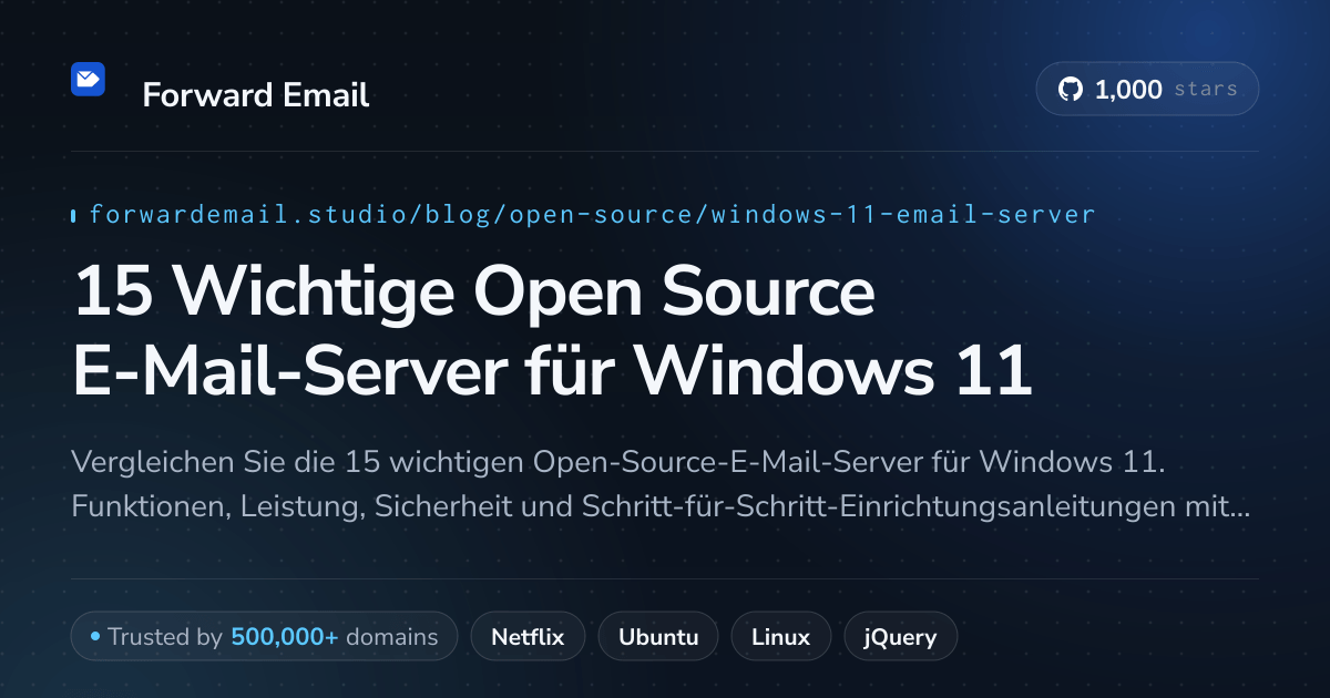 15 Wichtige Open Source E-Mail-Server für Windows 11 2026