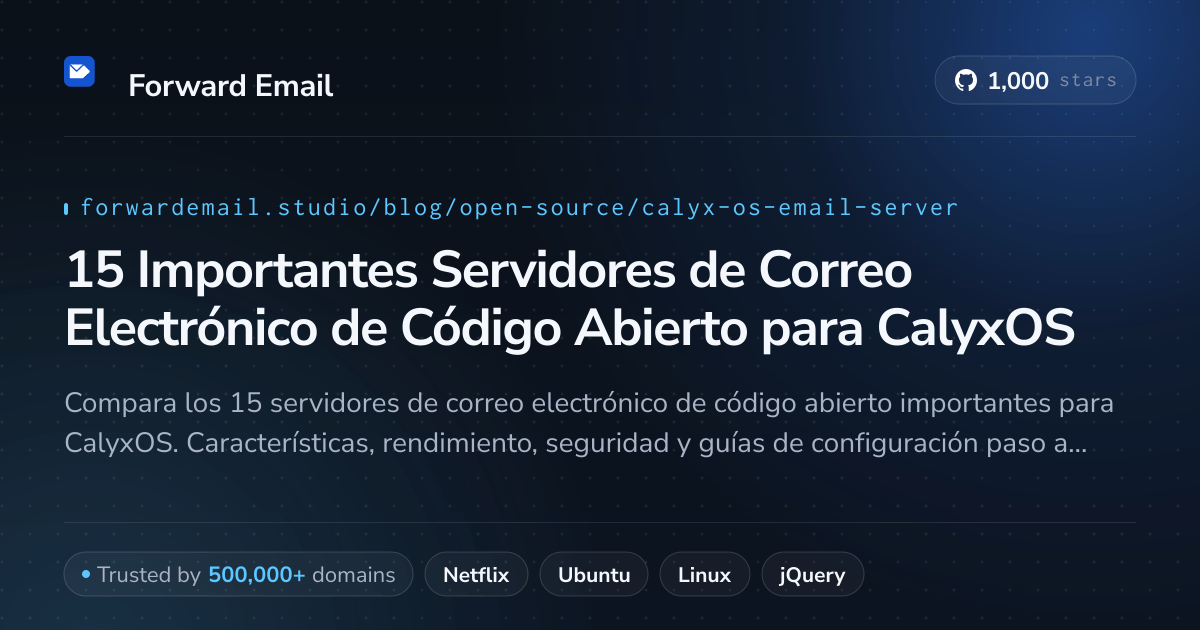 15 Importantes Servidores de Correo Electrónico de Código Abierto para CalyxOS 2026