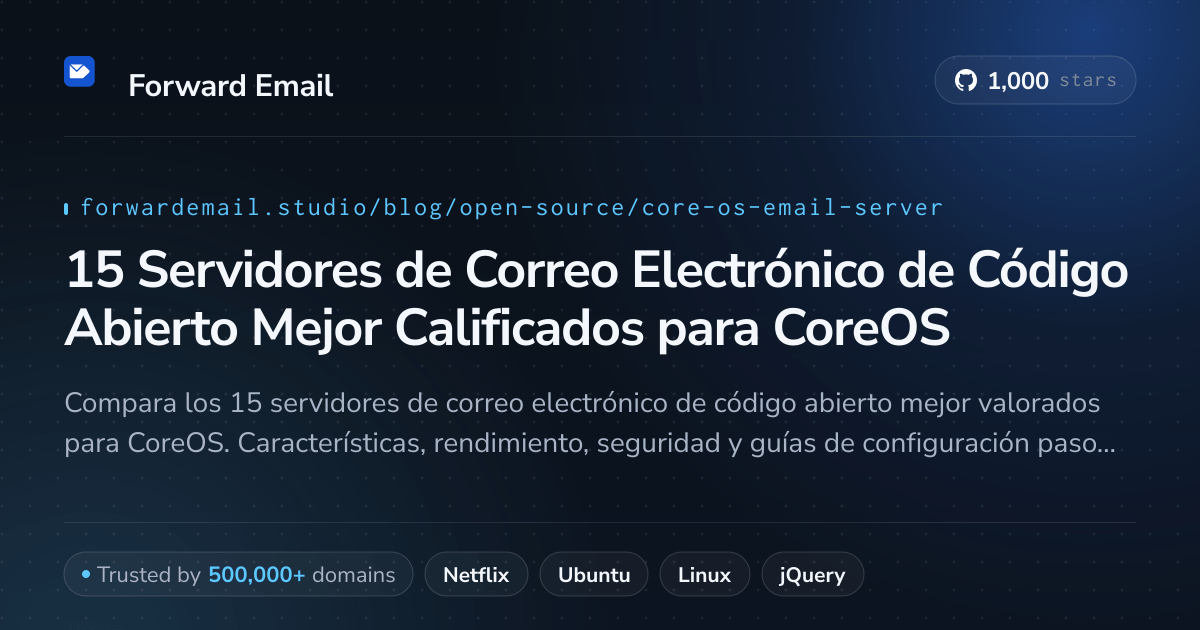 15 Servidores de Correo Electrónico de Código Abierto Mejor Calificados para CoreOS 2026
