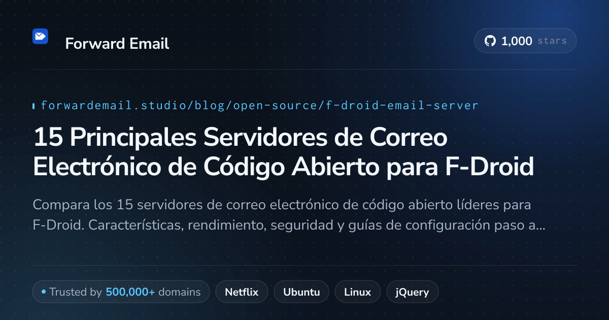 15 Principales Servidores de Correo Electrónico de Código Abierto para F-Droid 2026
