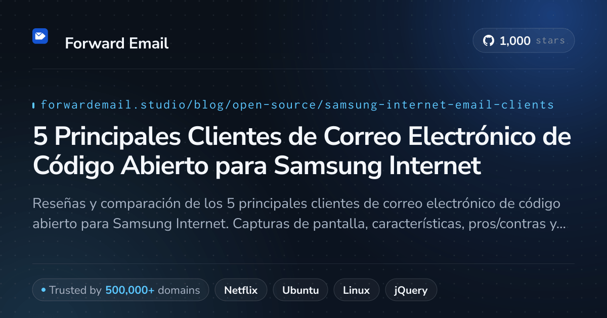 5 Principales Clientes de Correo Electrónico de Código Abierto para Samsung Internet 2026
