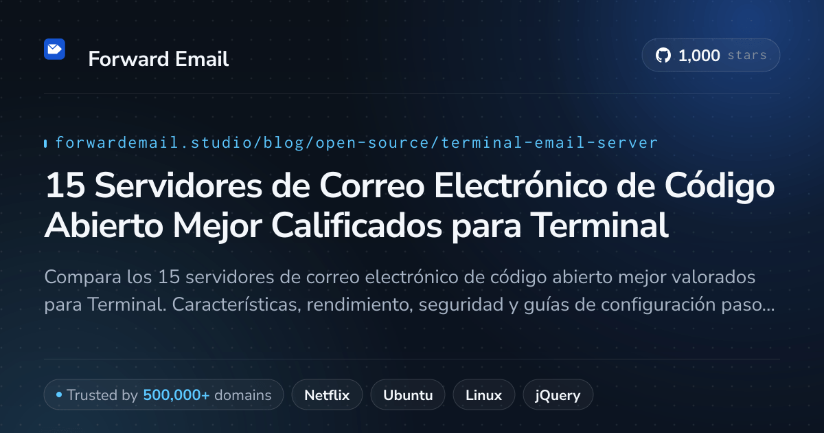15 Servidores de Correo Electrónico de Código Abierto Mejor Calificados para Terminal 2026