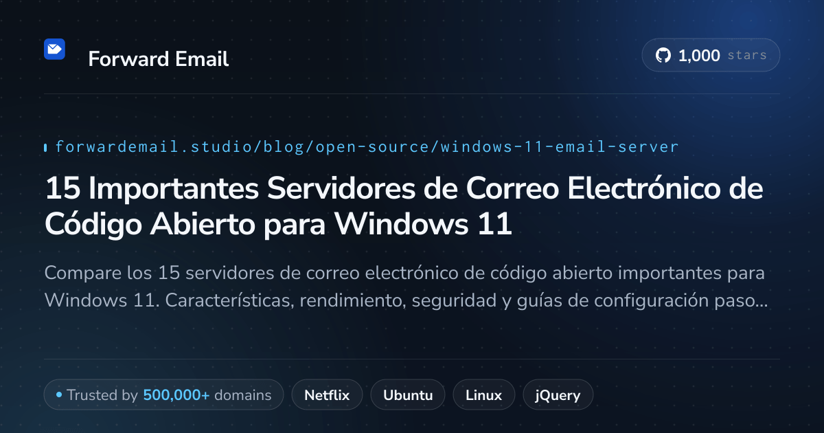 15 Importantes Servidores de Correo Electrónico de Código Abierto para Windows 11 2026