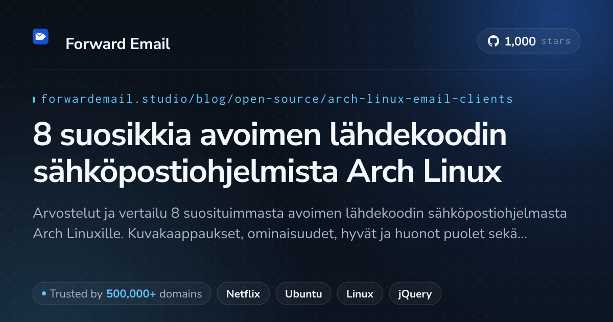 8 suosikkia avoimen lähdekoodin sähköpostiohjelmista Arch Linux 2026