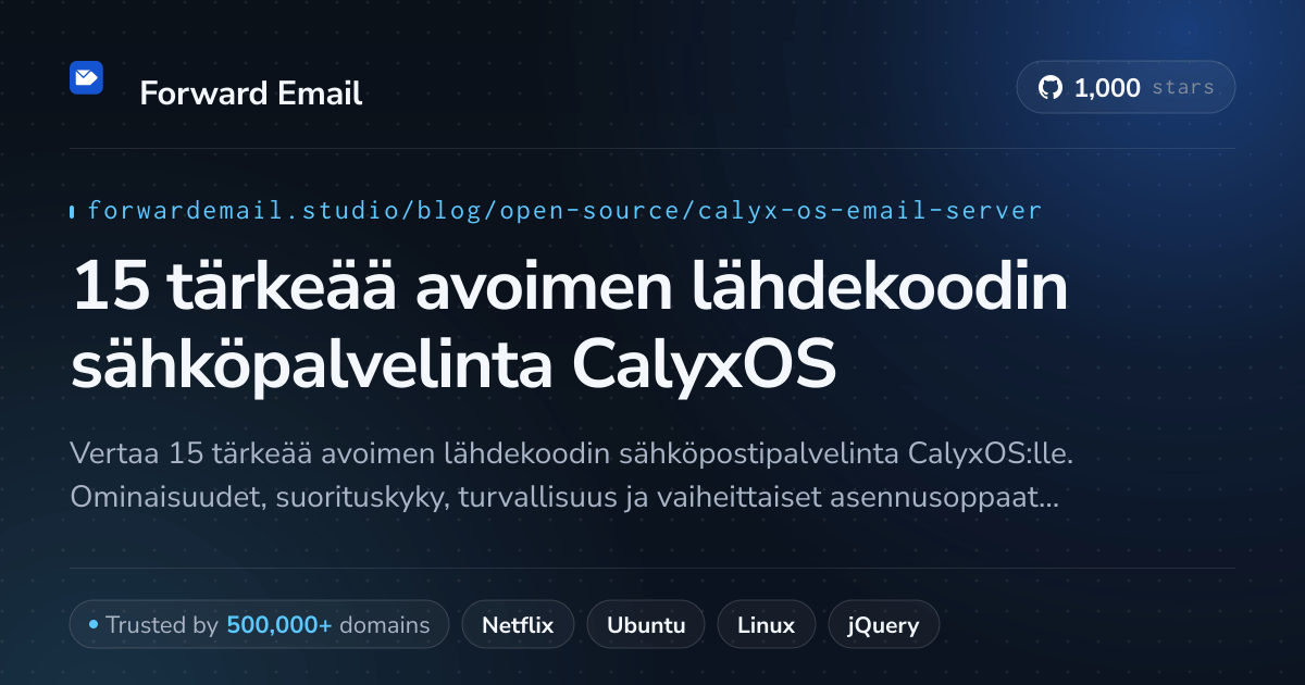 15 tärkeää avoimen lähdekoodin sähköpalvelinta CalyxOS 2026