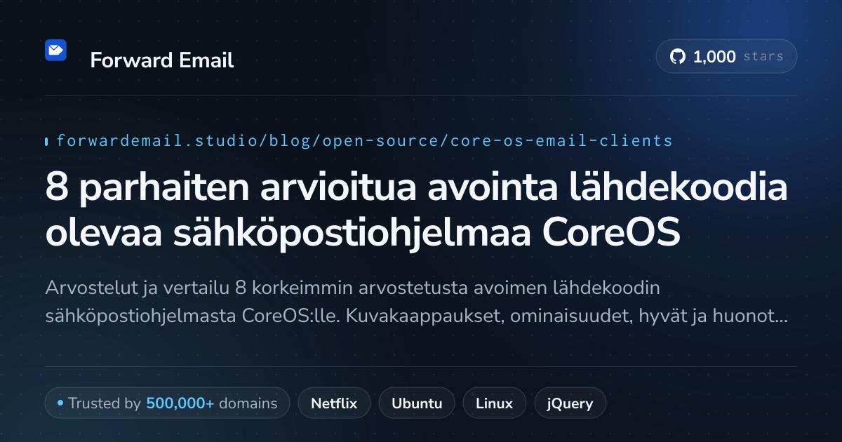 8 parhaiten arvioitua avointa lähdekoodia olevaa sähköpostiohjelmaa CoreOS 2026