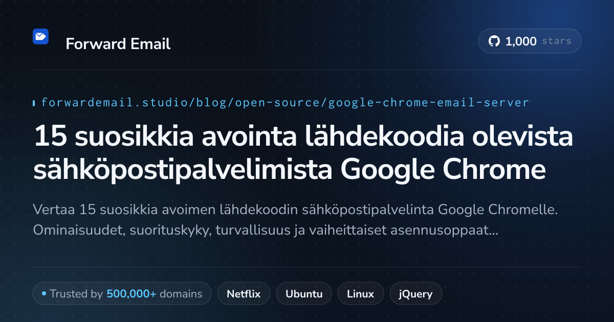 15 suosikkia avointa lähdekoodia olevista sähköpostipalvelimista Google Chrome 2026