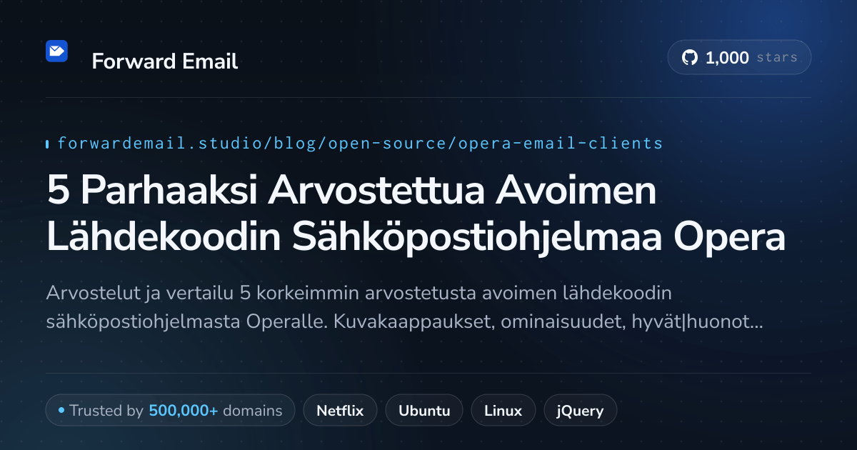 5 Parhaaksi Arvostettua Avoimen Lähdekoodin Sähköpostiohjelmaa Opera 2026
