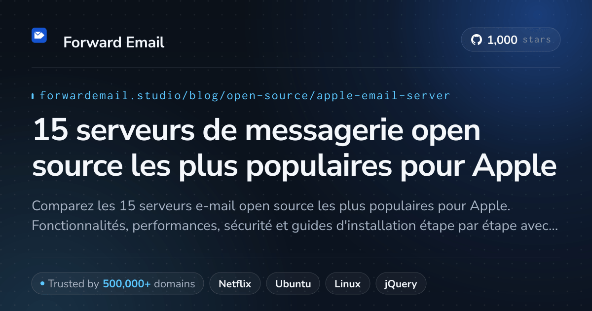 15 serveurs de messagerie open source les plus populaires pour Apple 2026
