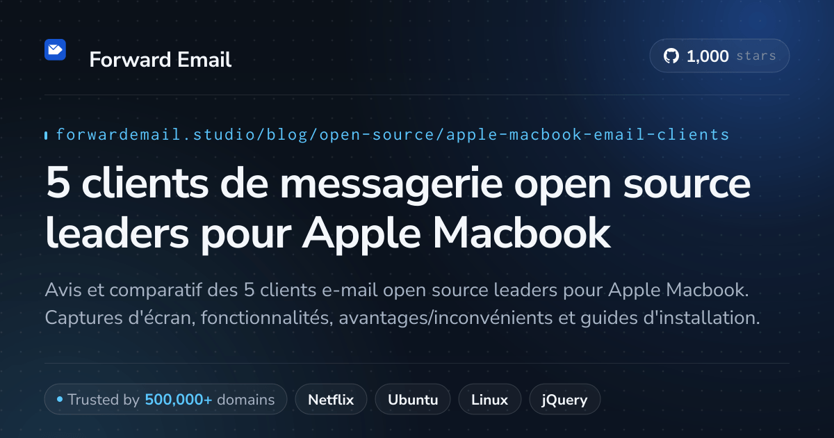 5 clients de messagerie open source leaders pour Apple Macbook 2026