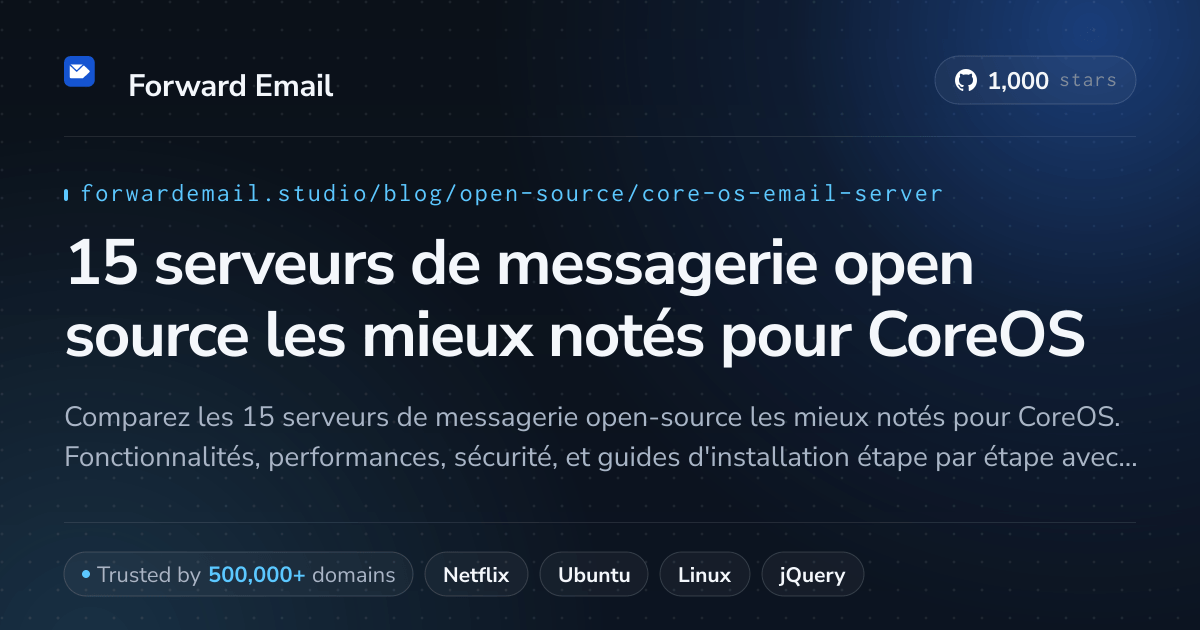 15 serveurs de messagerie open source les mieux notés pour CoreOS 2026