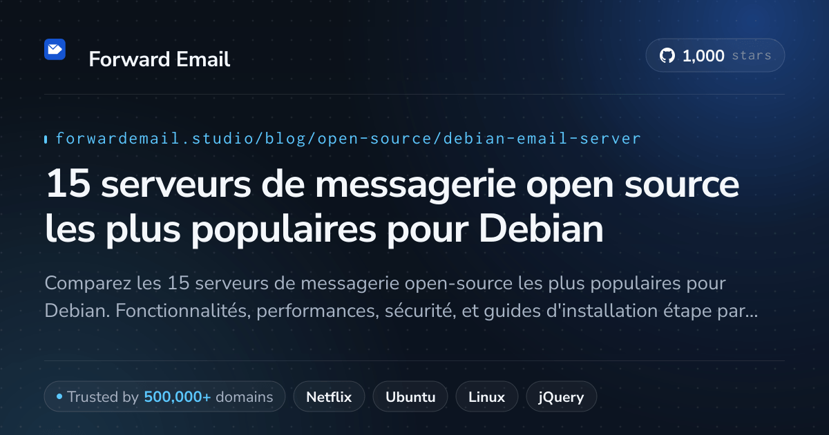 15 serveurs de messagerie open source les plus populaires pour Debian 2026
