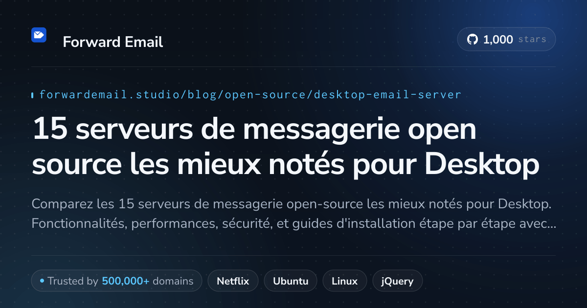 15 serveurs de messagerie open source les mieux notés pour Desktop 2026