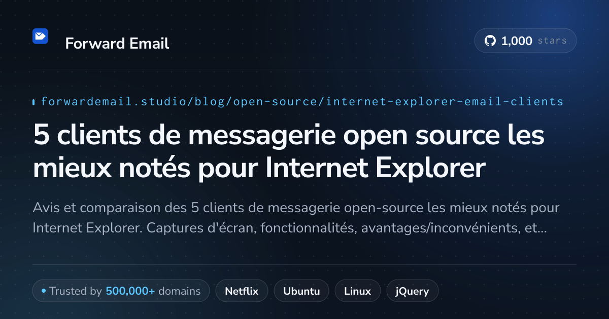 5 clients de messagerie open source les mieux notés pour Internet Explorer 2026