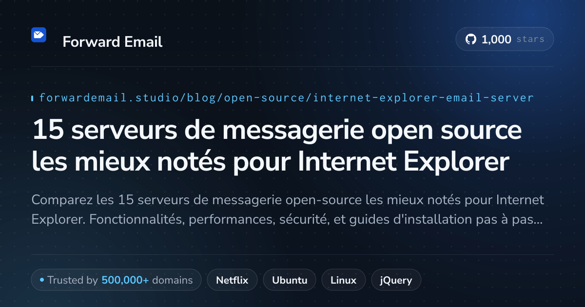 15 serveurs de messagerie open source les mieux notés pour Internet Explorer 2026