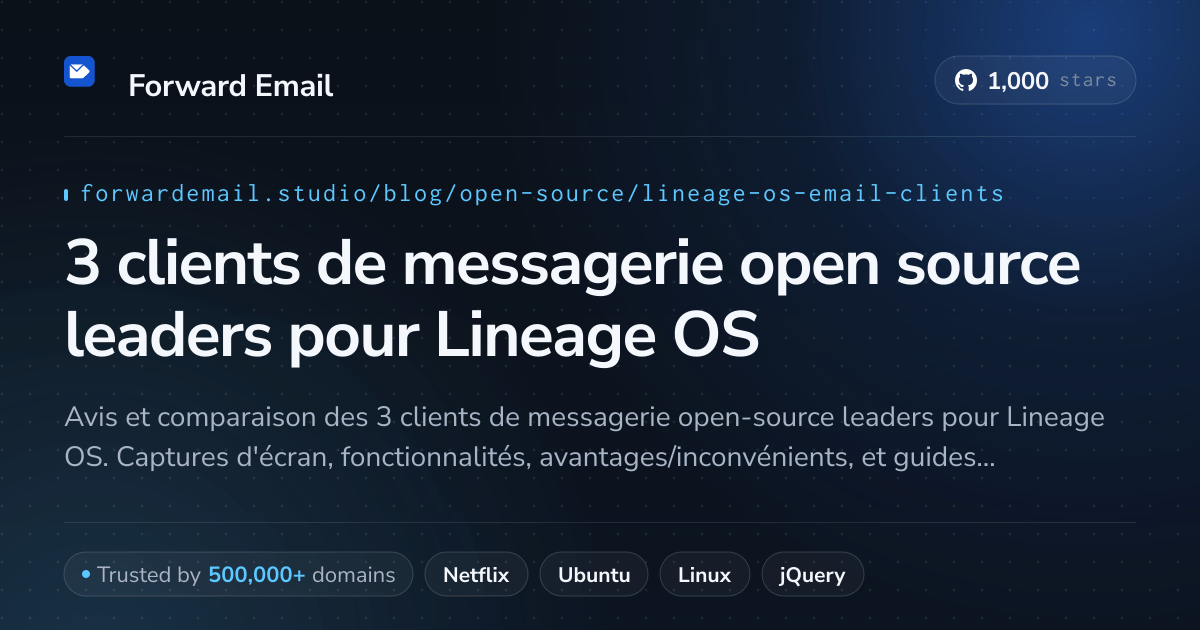 3 clients de messagerie open source leaders pour Lineage OS 2026