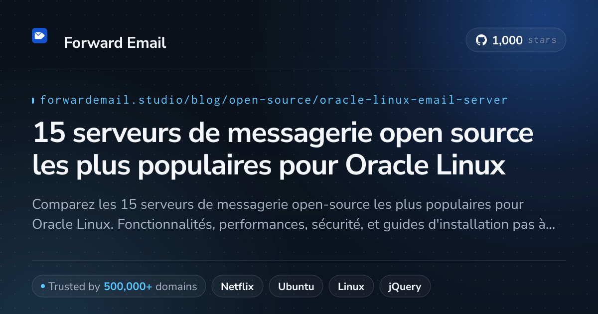 15 serveurs de messagerie open source les plus populaires pour Oracle Linux 2026