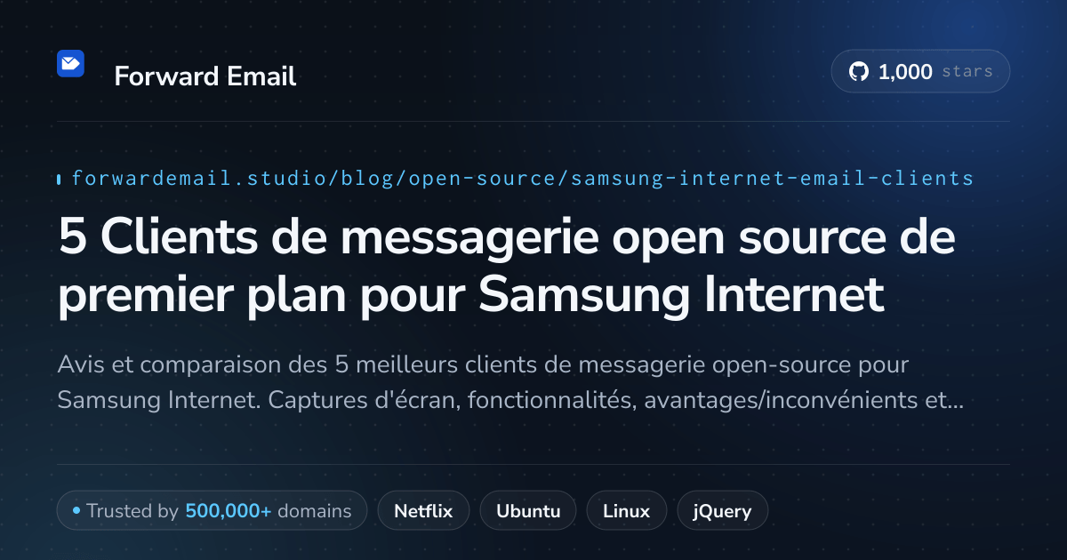 5 Clients de messagerie open source de premier plan pour Samsung Internet 2026