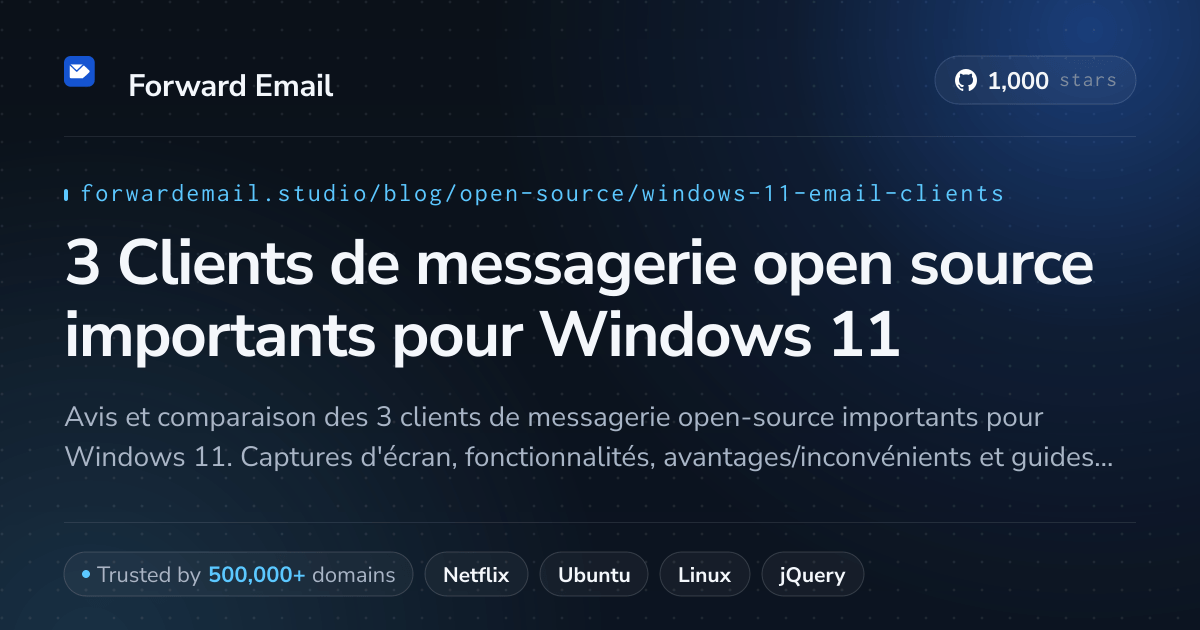 3 Clients de messagerie open source importants pour Windows 11 2026