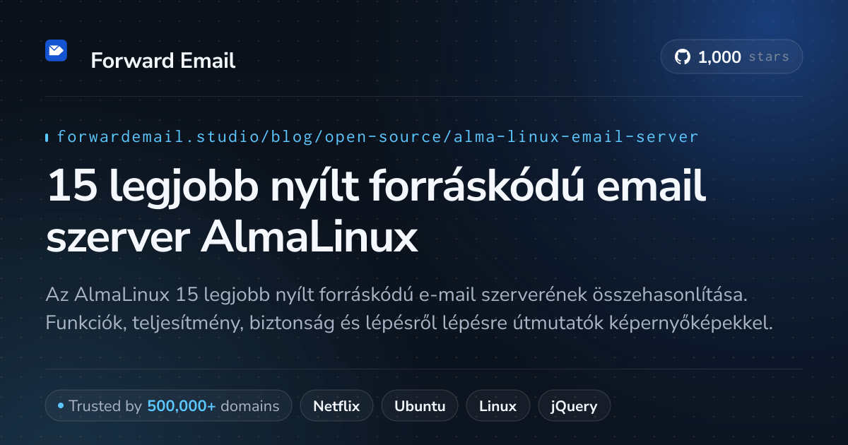15 legjobb nyílt forráskódú email szerver AlmaLinux 2026