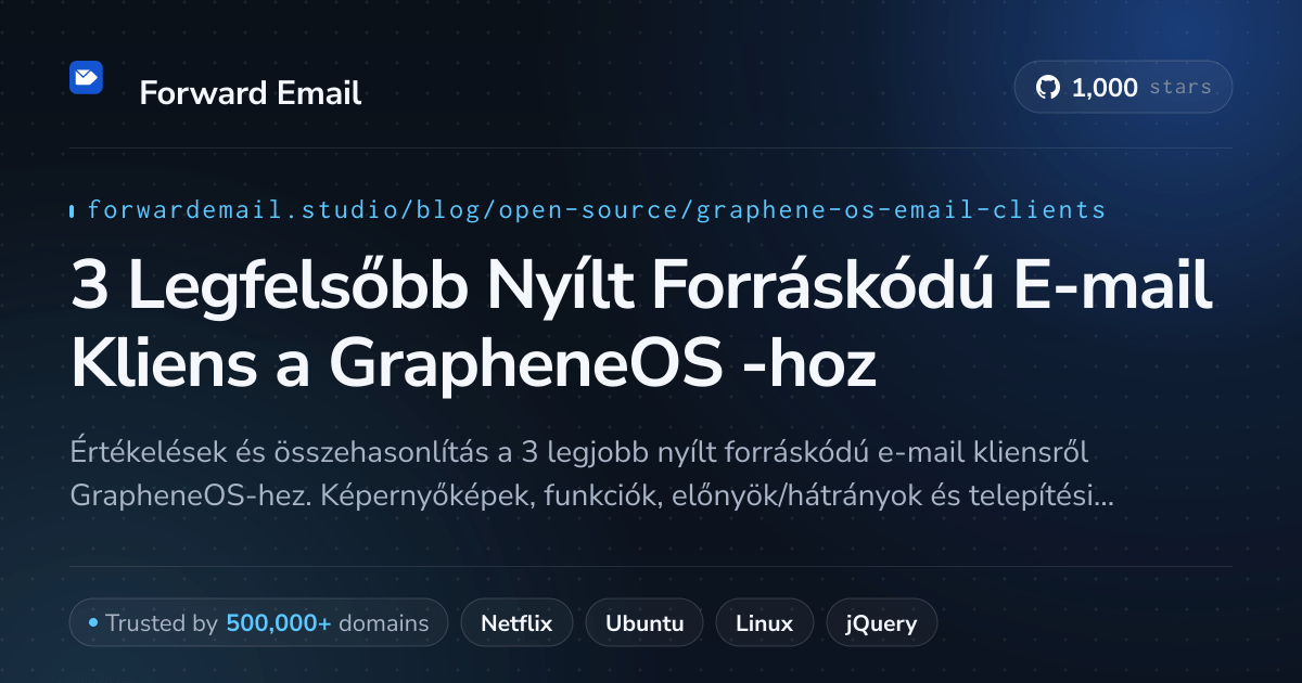 3 Legfelsőbb Nyílt Forráskódú E-mail Kliens a GrapheneOS 2026-hoz