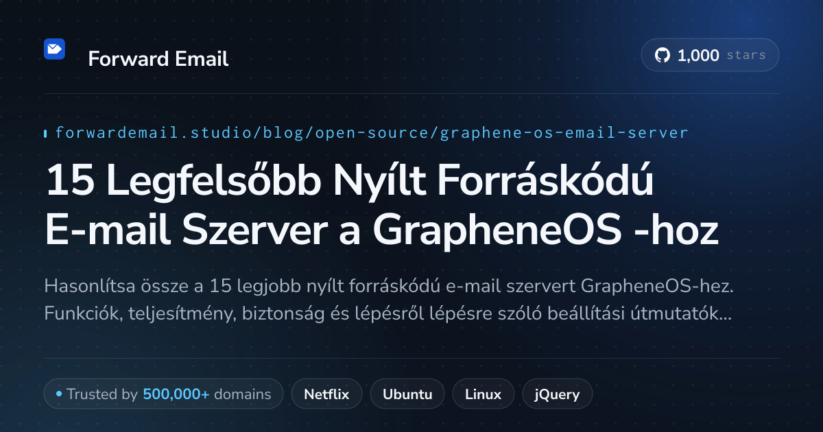 15 Legfelsőbb Nyílt Forráskódú E-mail Szerver a GrapheneOS 2026-hoz