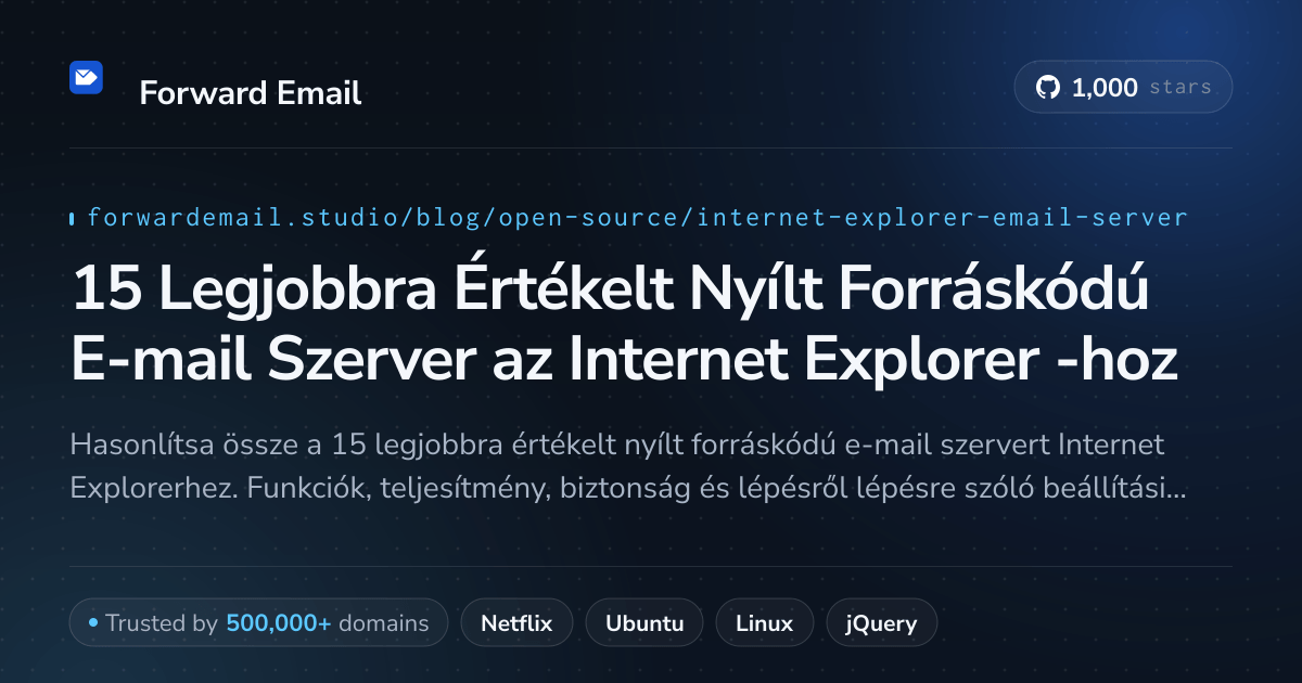 15 Legjobbra Értékelt Nyílt Forráskódú E-mail Szerver az Internet Explorer 2026-hoz