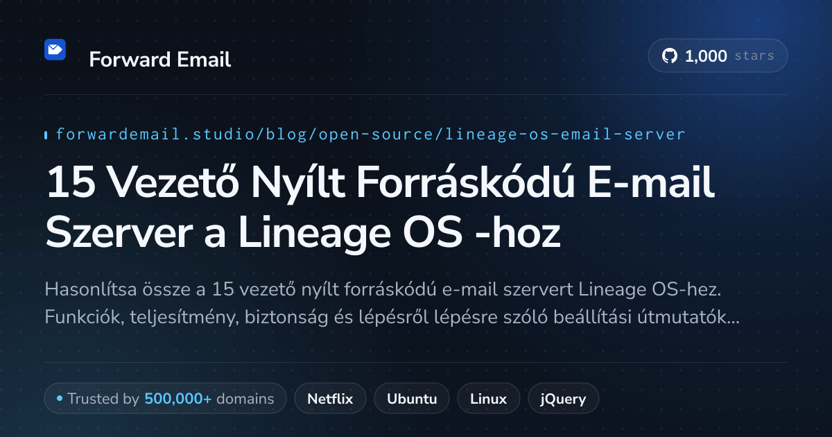15 Vezető Nyílt Forráskódú E-mail Szerver a Lineage OS 2026-hoz