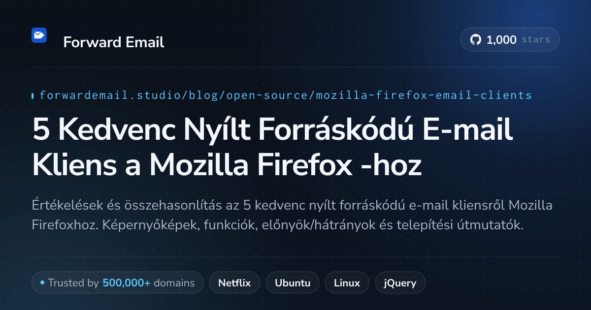 5 Kedvenc Nyílt Forráskódú E-mail Kliens a Mozilla Firefox 2026-hoz