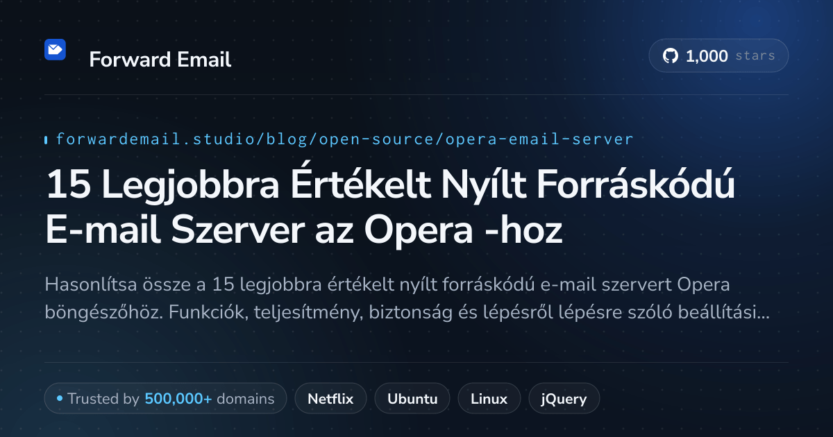 15 Legjobbra Értékelt Nyílt Forráskódú E-mail Szerver az Opera 2026-hoz
