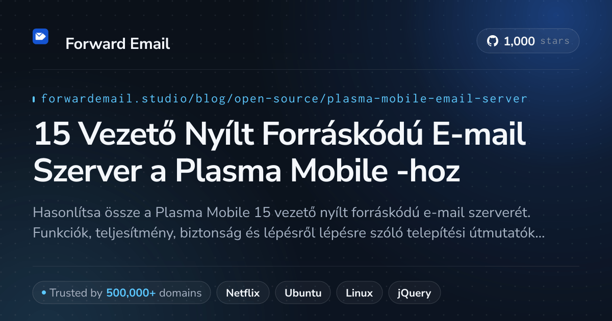 15 Vezető Nyílt Forráskódú E-mail Szerver a Plasma Mobile 2026-hoz