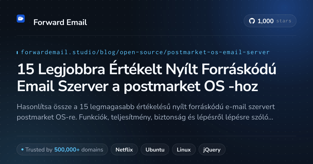 15 Legjobbra Értékelt Nyílt Forráskódú Email Szerver a postmarket OS 2026-hoz