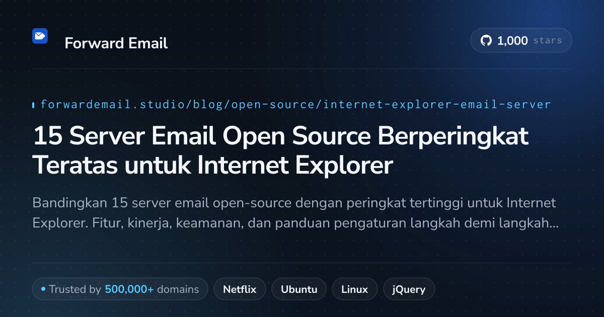 15 Server Email Open Source Berperingkat Teratas untuk Internet Explorer 2026