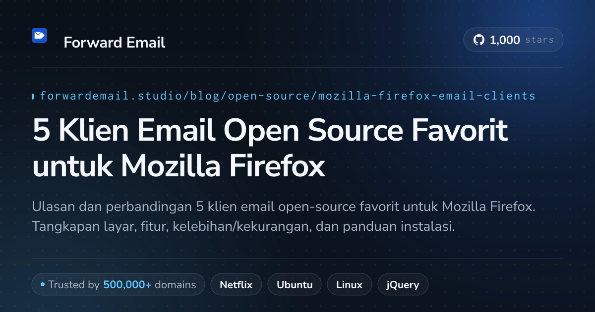 5 Klien Email Open Source Favorit untuk Mozilla Firefox 2026