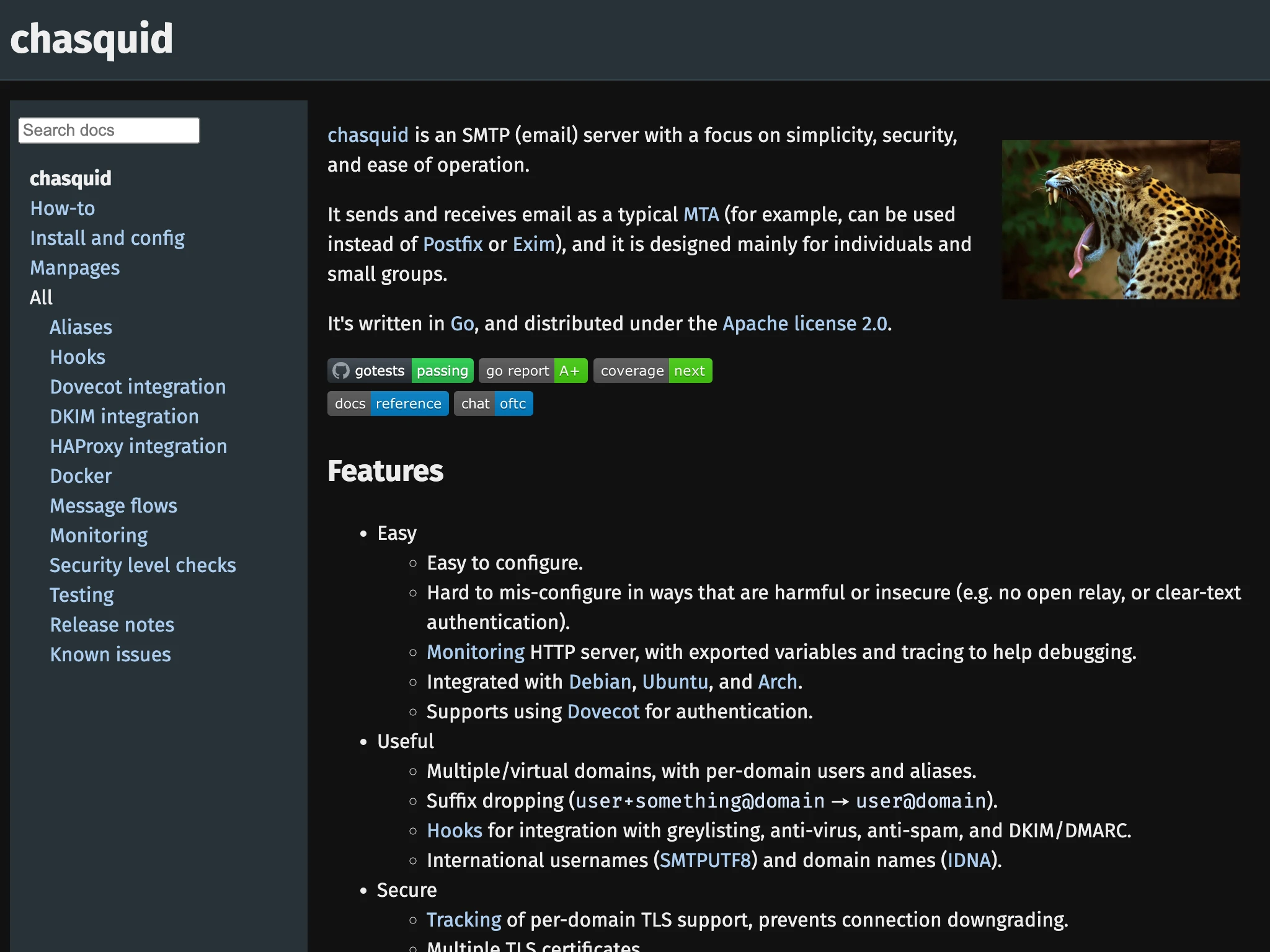 chasquid is an open-source email server for Alpine Linux.