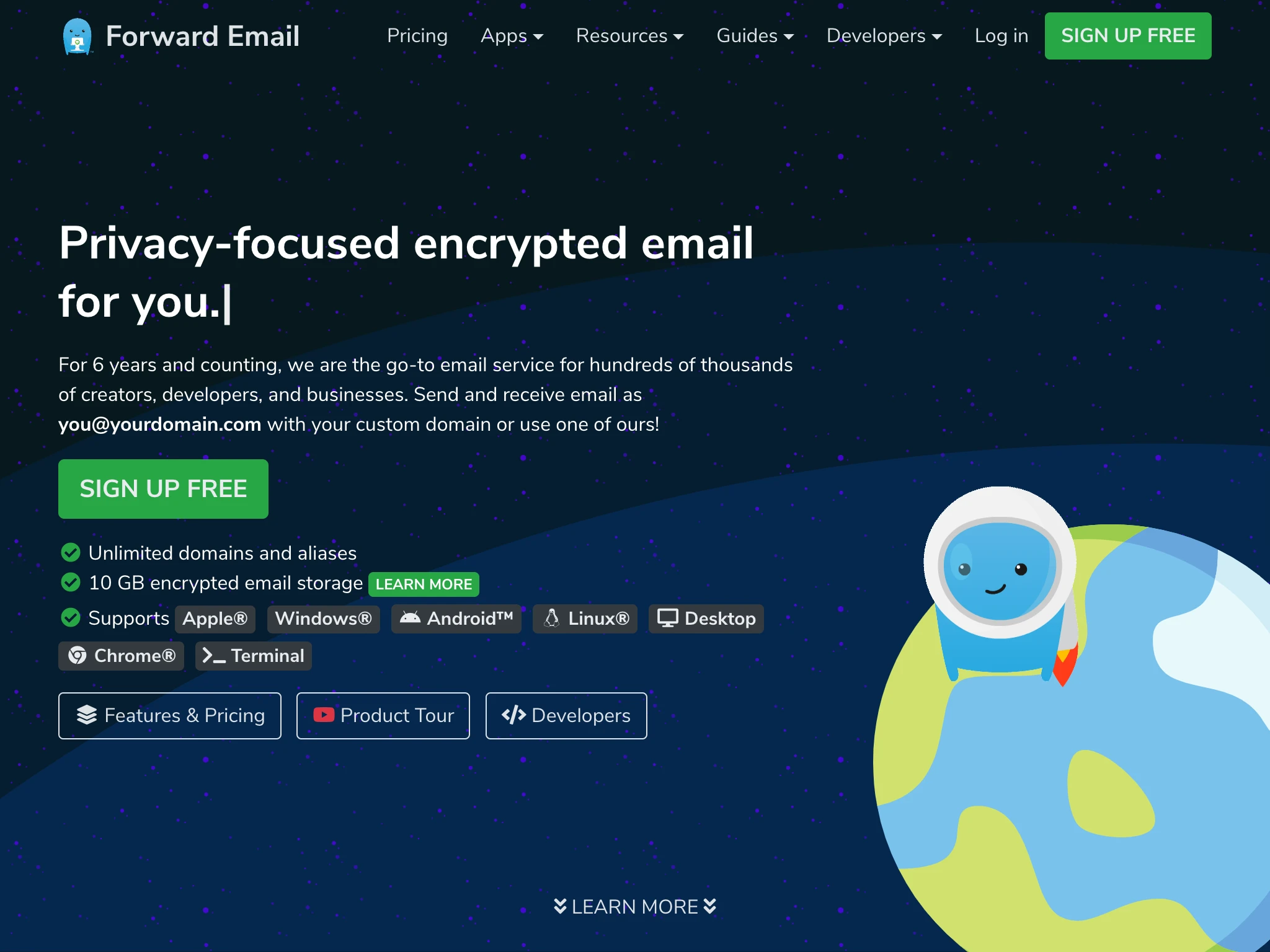 Forward Email is an open-source email server for Alpine Linux.