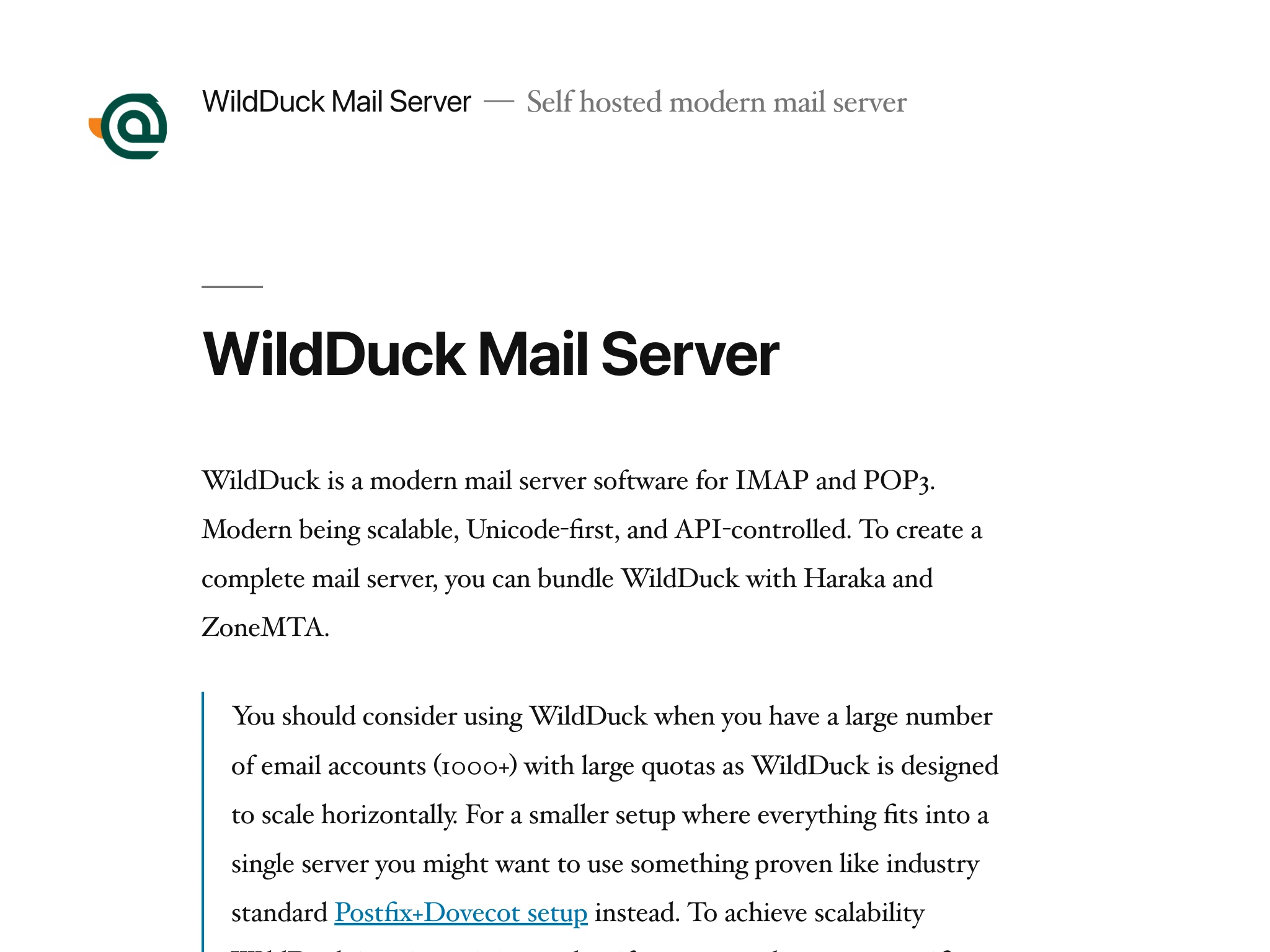 WildDuck is an open-source email server for Alpine Linux.