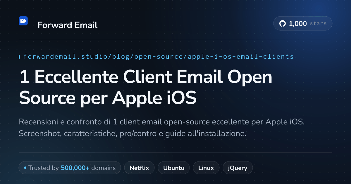 1 Eccellente Client Email Open Source per Apple iOS 2026