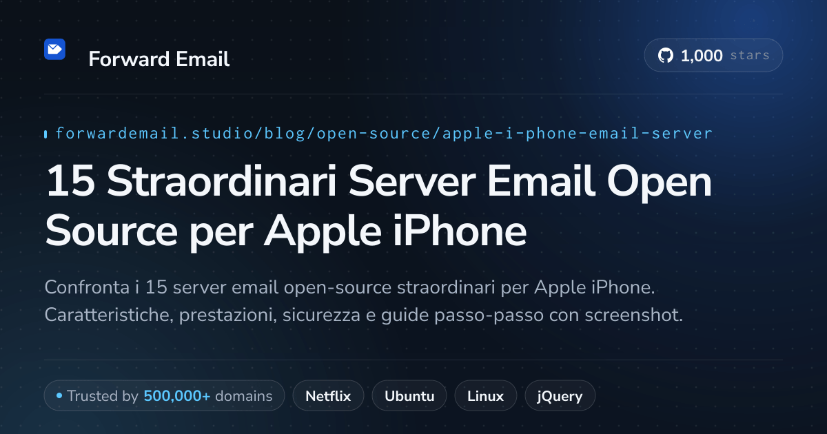 15 Straordinari Server Email Open Source per Apple iPhone 2026