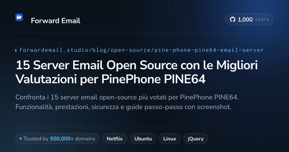 15 Server Email Open Source con le Migliori Valutazioni per PinePhone PINE64 2026