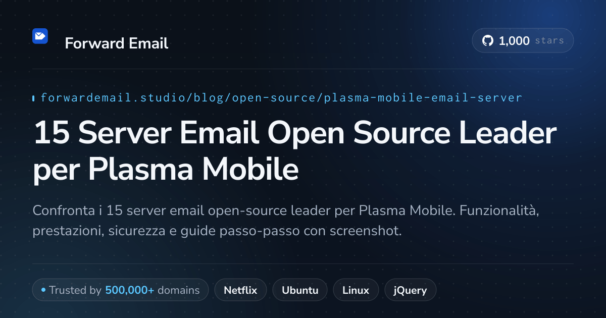 15 Server Email Open Source Leader per Plasma Mobile 2026