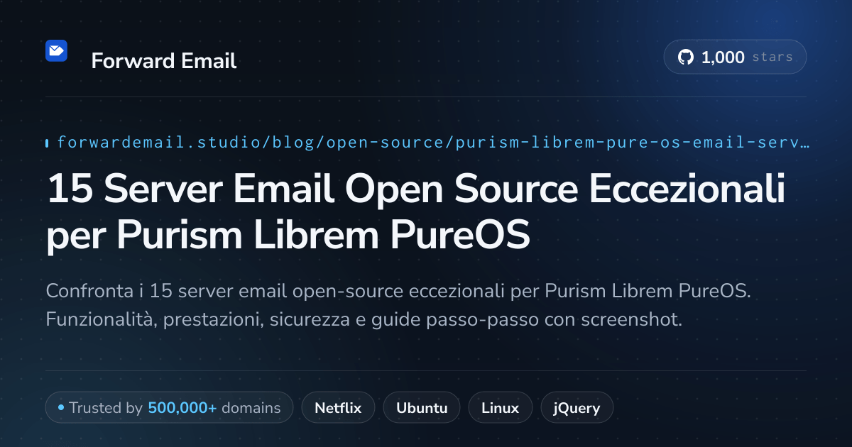 15 Server Email Open Source Eccezionali per Purism Librem PureOS 2026
